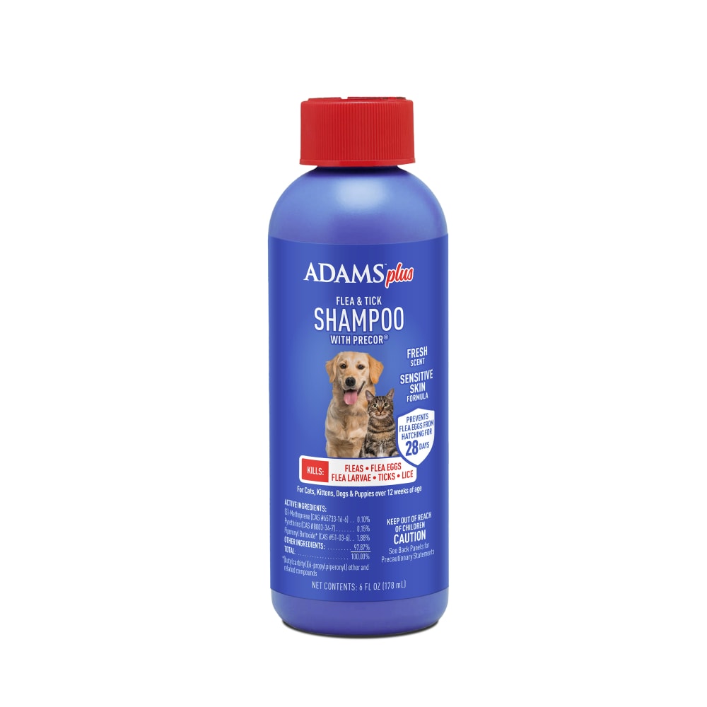 Retail package for adams plus flea and tick shampoo with precor