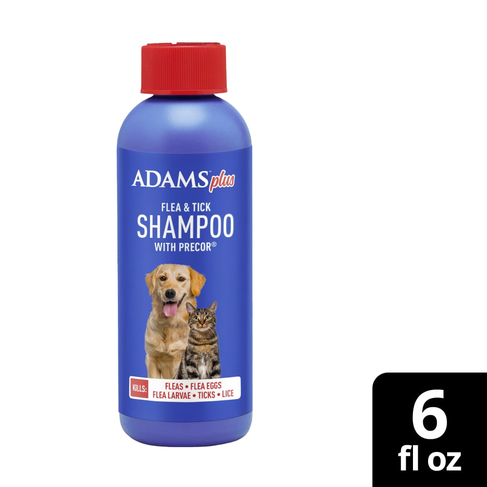 Retail package for adams plus flea and tick shampoo with precor 6 fluid ounces