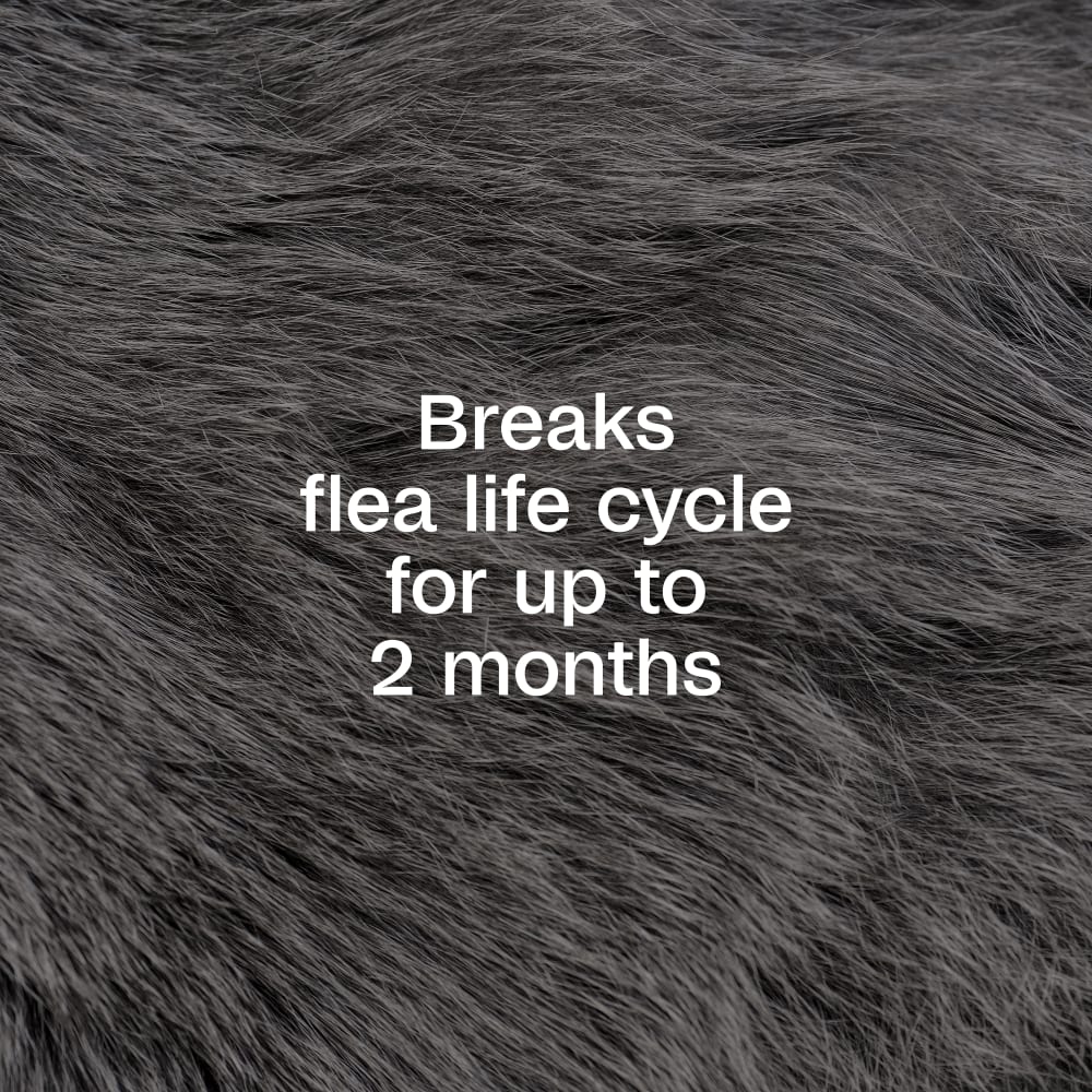 Breaks flea life cycle for up to two months
