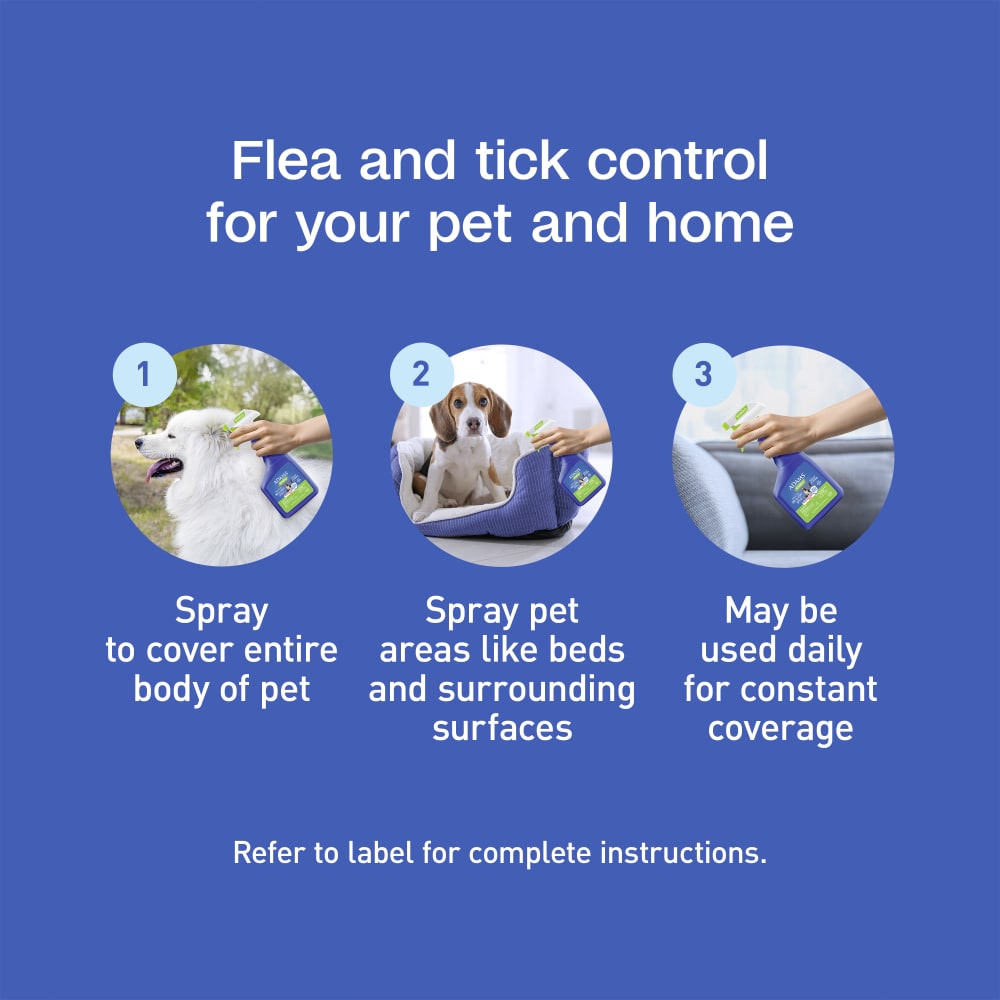 Flea and tick control for your pet and home. Directions for use for adams botanical flea and tick spray