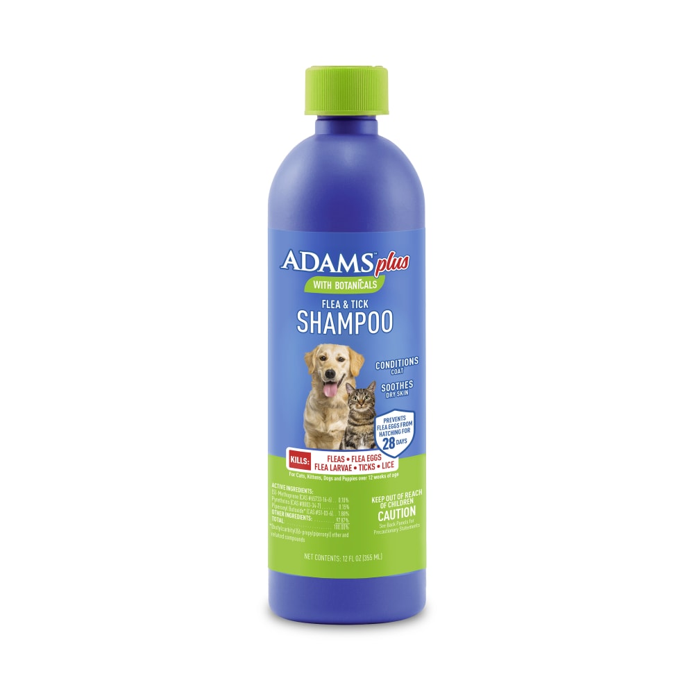 Retail packaging for Adams Plus botanicals flea and tick Shampoo