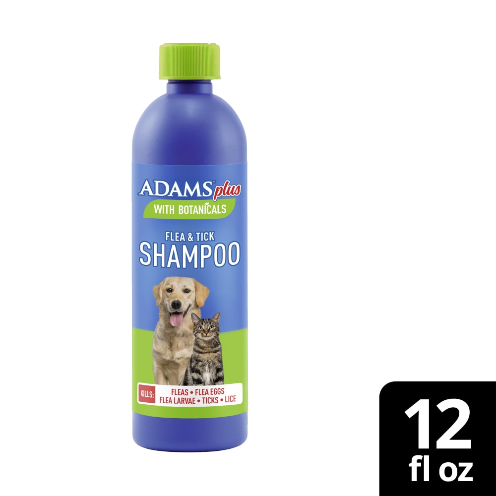 Retail packaging for Adams  Plus botanicals flea and tick pet shampoo
