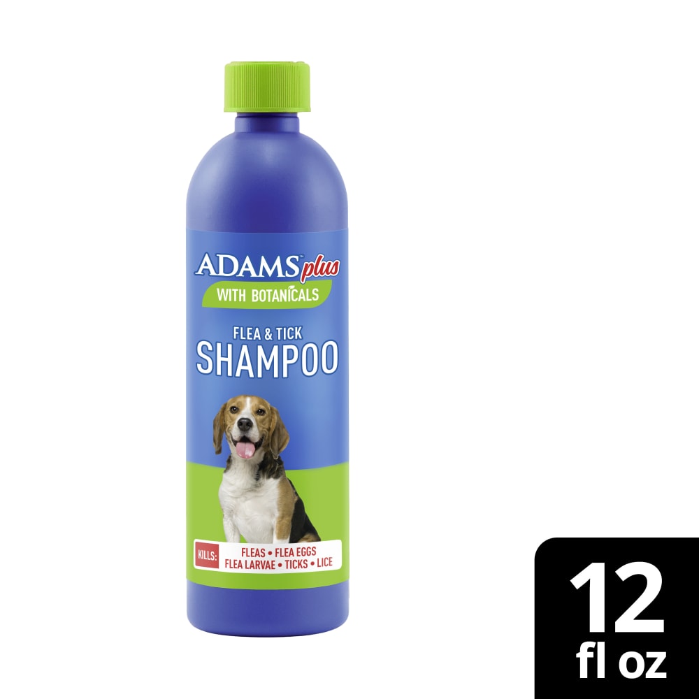Retail packaging for Adams  Plus botanicals flea and tick dog shampoo